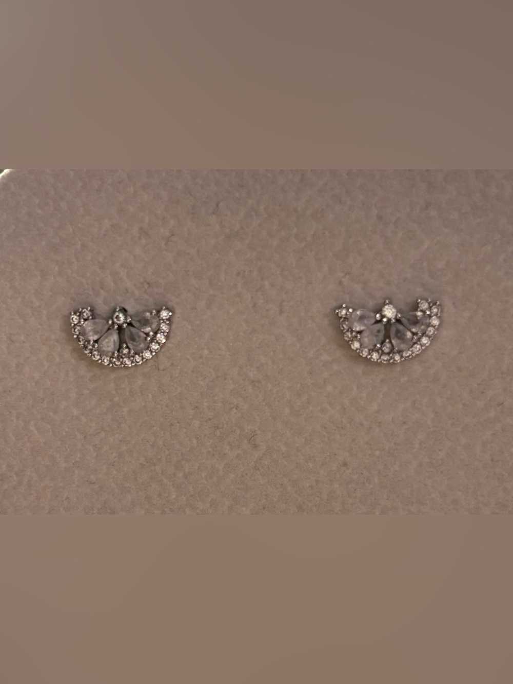 Crystal Fan Silver-Tone Stud Earrings